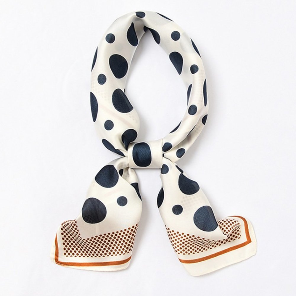 Square Silk Scarf/ Neckerchief - Mixed Dots
